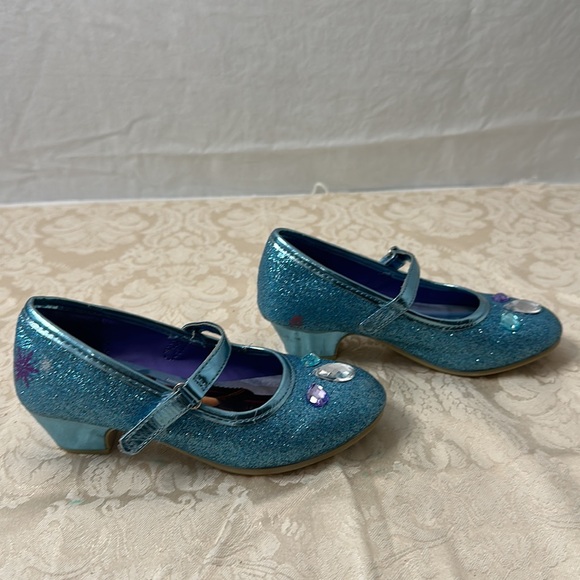 Disney’s Frozen II.  Blue glittery shoes with gems Velcro closing size 10. - Picture 2 of 5